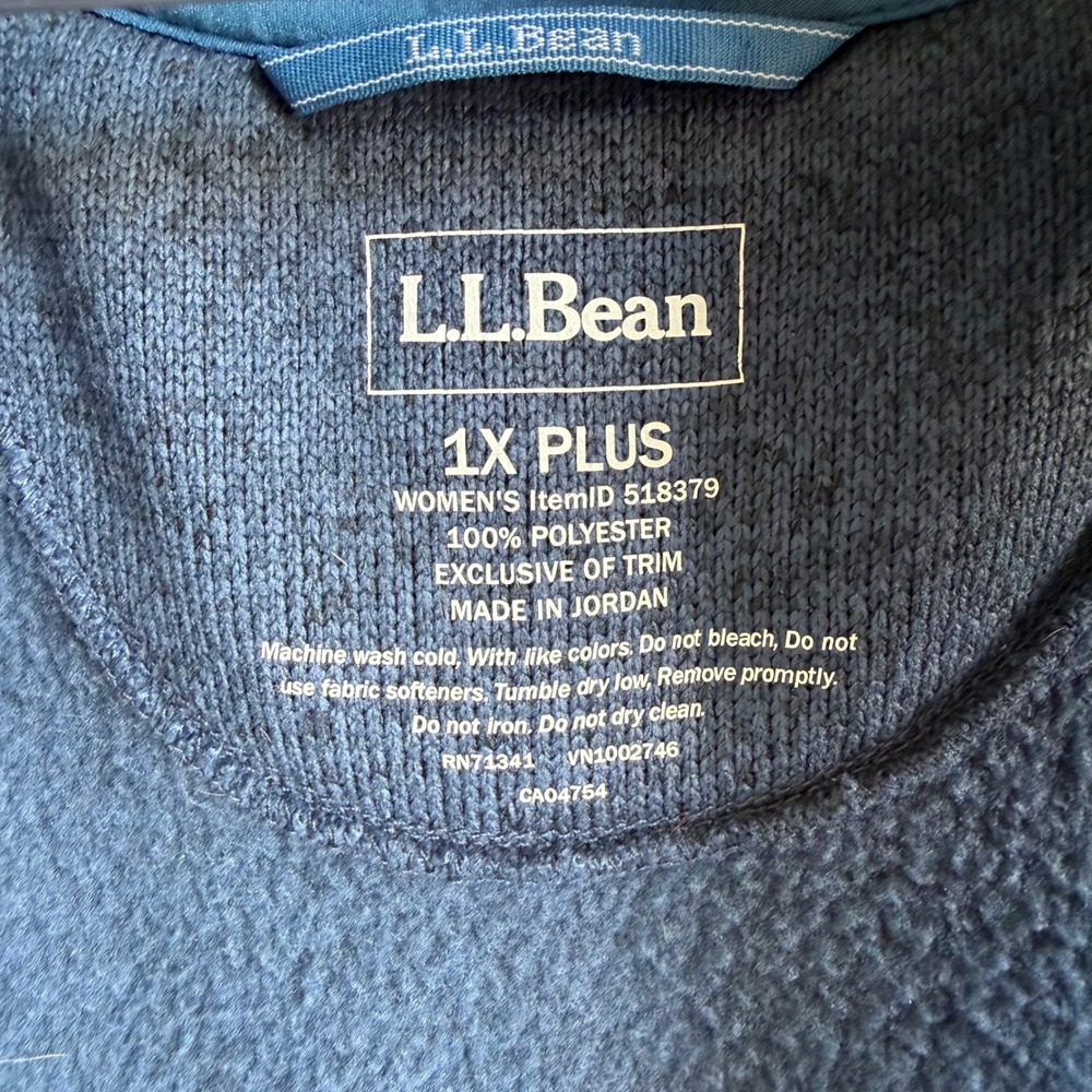 L.L.Bean Sweater Fleece Vest Blue Full Zip Outdoor Women's 1X Plus Pockets - Picture 10 of 10